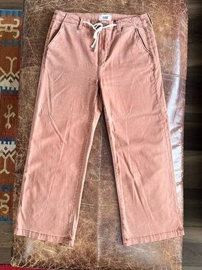 PAIGE Drawstring Wide-Leg Crop Pants — Rose Clay